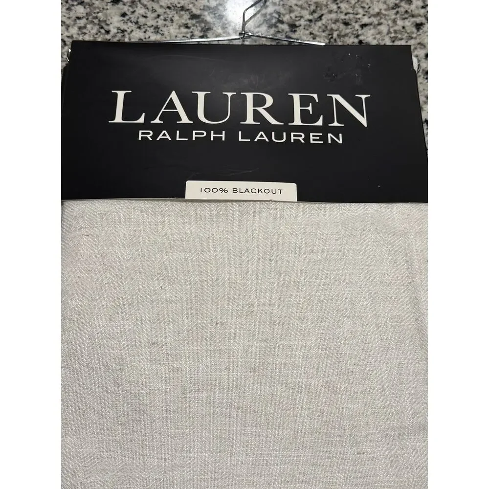 Ralph Lauren Curtains 2 Panels Blackout 52 x 84 Linen Blend Herringbone Natural